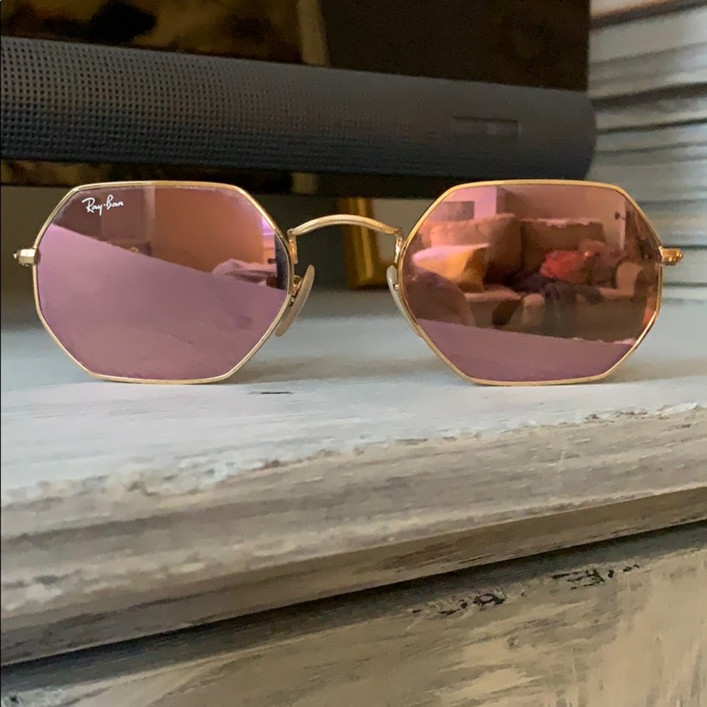 Ray Ban Octagonal Sunglasses in Copper Flash